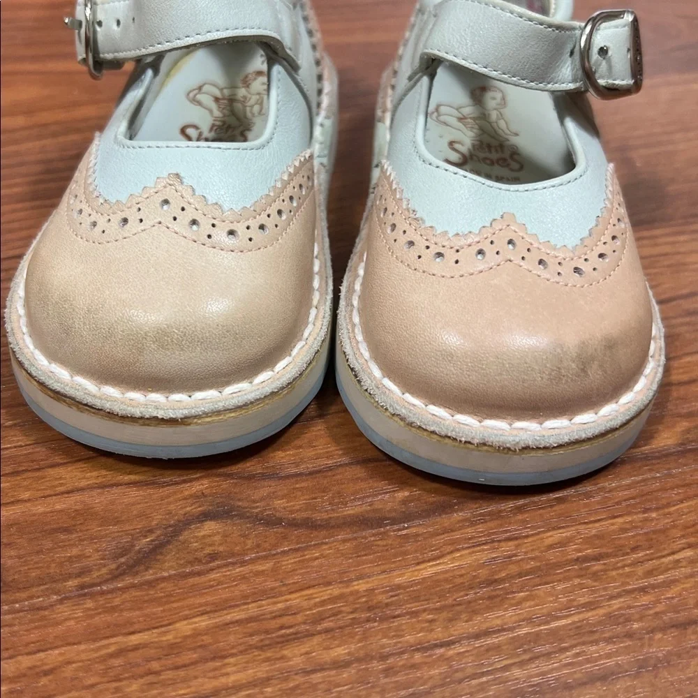 Petit Shoes Sz 4.5 Saddle Oxford w/Strap Made in Spain Leather Pink & Blue